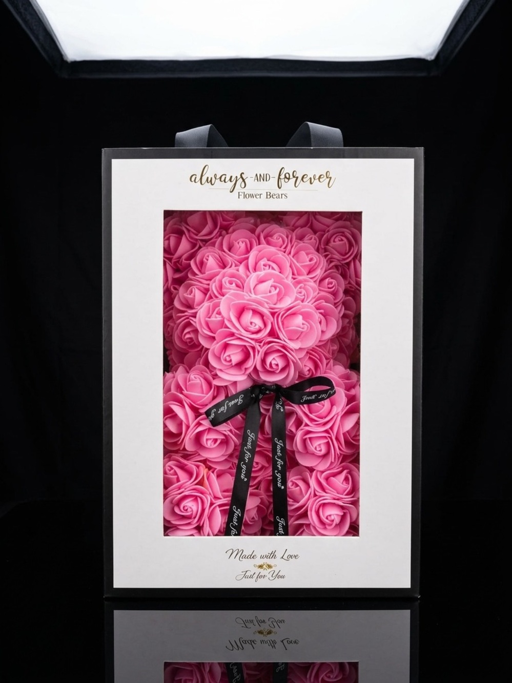 Always and Forever Pink Rose Foam Flower Bear